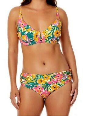 Anne Cole 2 Pc V Wire Underwire Swim Top-Medium & Convertible Bottom-Large NWT